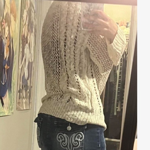 Cozy Cream Skull Print Loose Knit Sweater Top - Picture 6 of 8